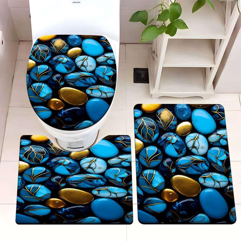 Decorative Pebble Bathroom Mat Set Kalsten