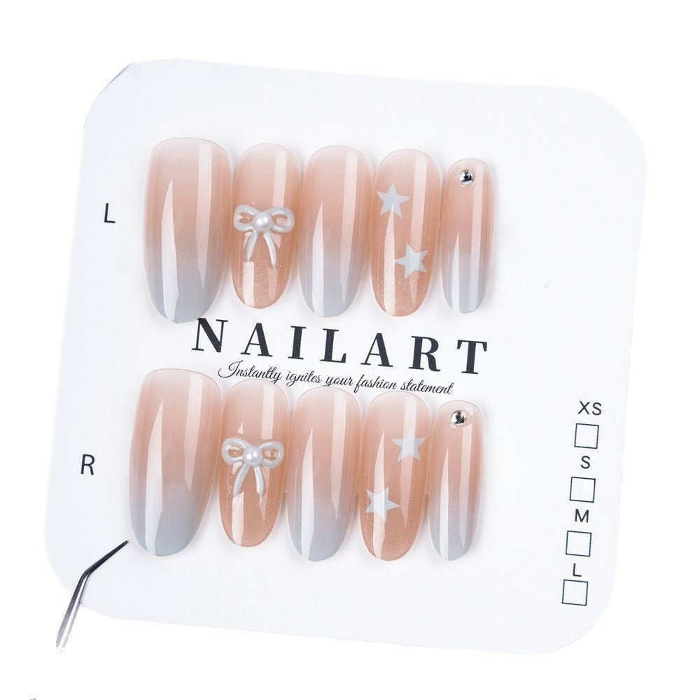 Artistic Press-On Nail Set with Glitter and Floral Accents Kalsten