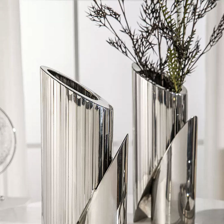 Sculptural Metallic Decorative Vase