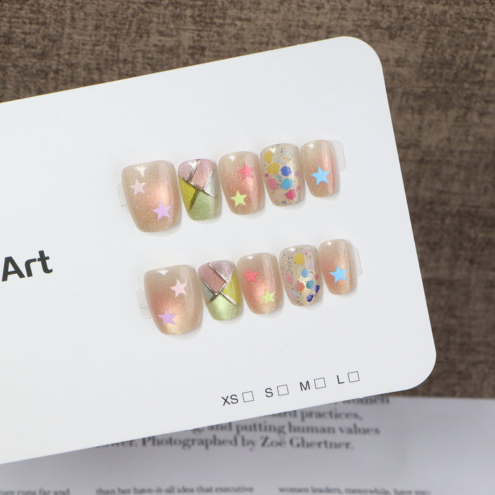 Artistic Stiletto Press-On Nail Set with Floral and Abstract Patterns Kalsten