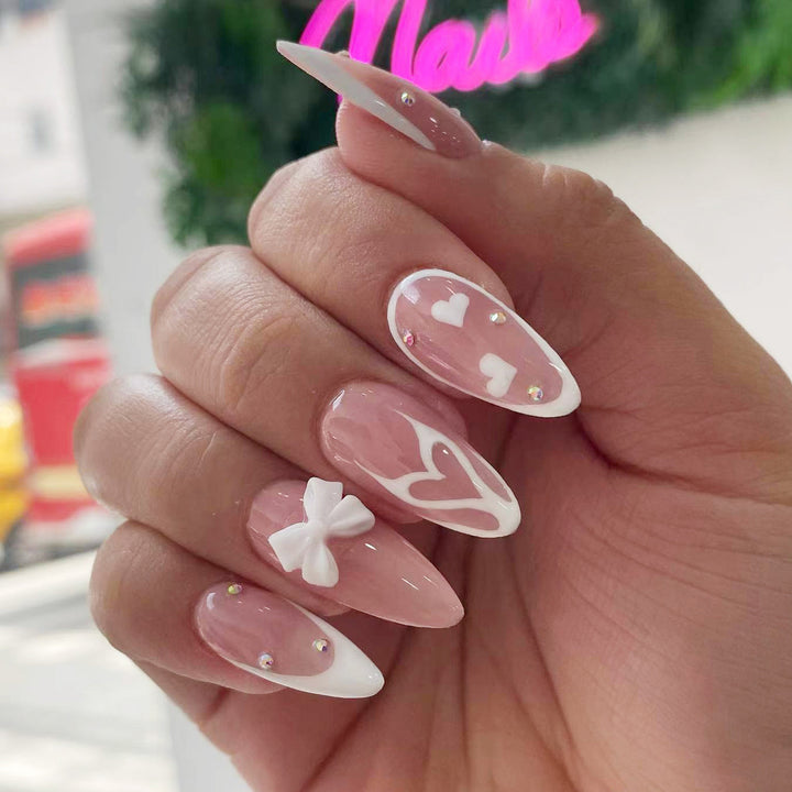 Artistic Heart-Designed Nail Enhancements