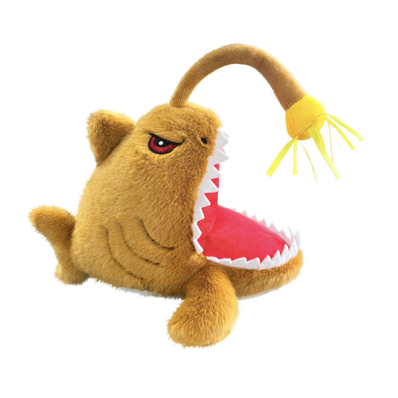 Plush Shark Toy with Dangling Angler Lure and Soft Embroidered Teeth Kalsten
