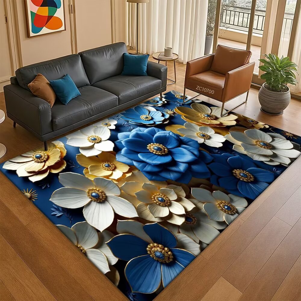 Leaf-Patterned Area Rug Kalsten