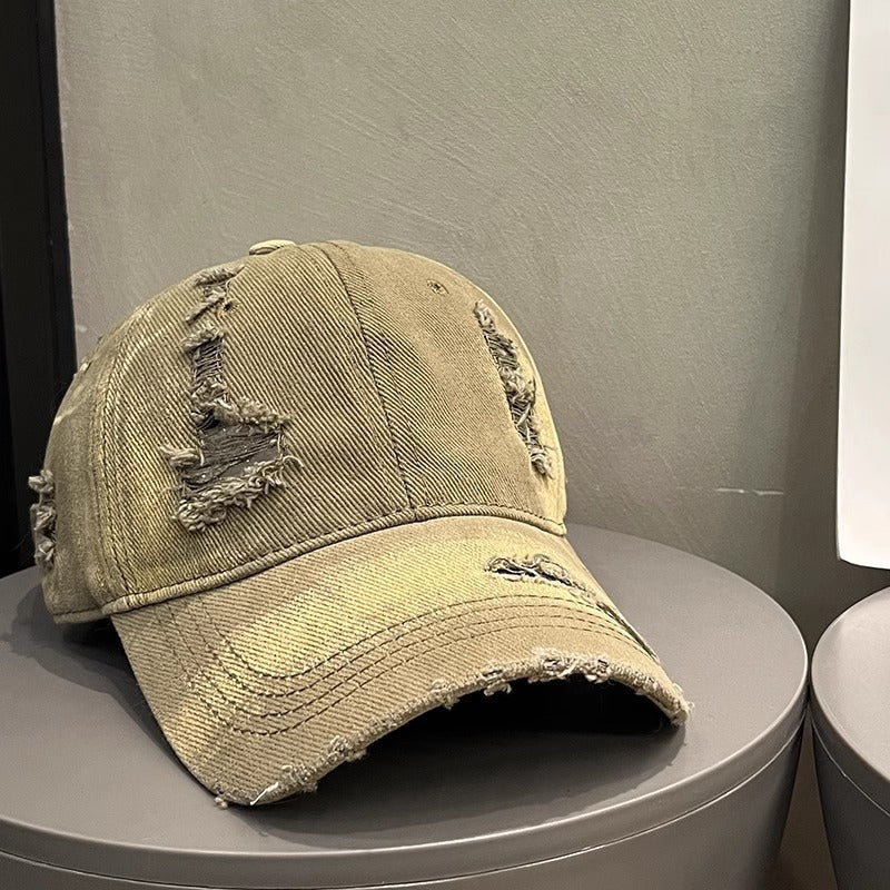 Women's Distressed Black Denim Baseball Cap Kalsten