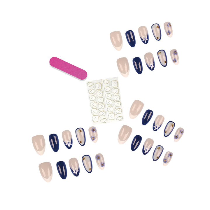 Decorative Press-On Nail Set with Floral Accents  1790956294