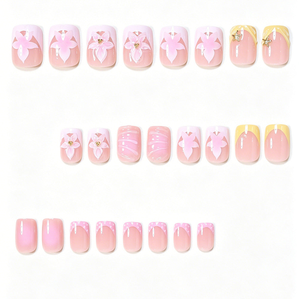 Decorative Press-On Nail Art Tips with Floral Accents Kalsten
