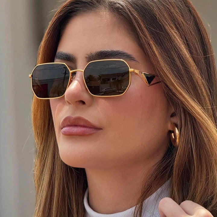 Women geometric luxury sunglasses with slim glossy frame Kalsten