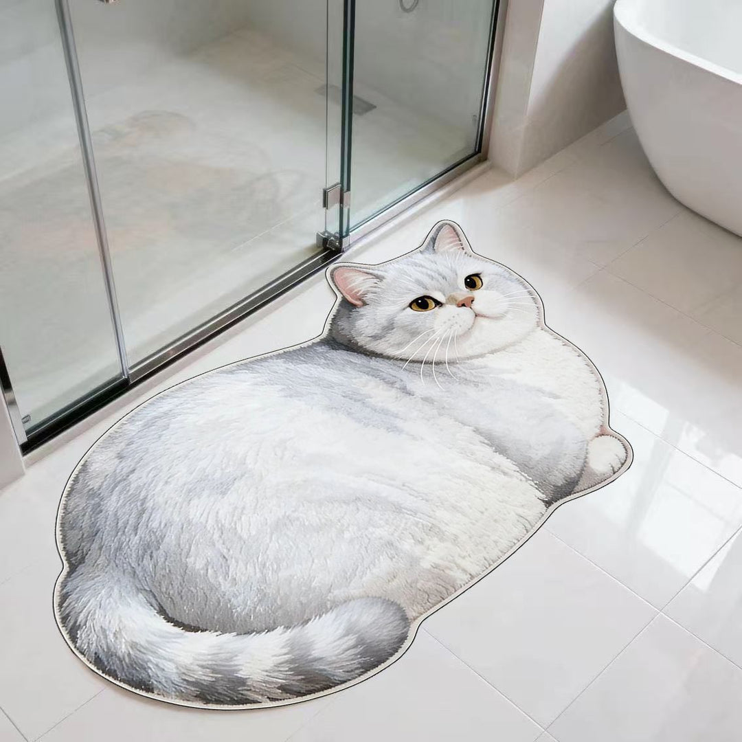 Cute Cat-Shaped Plush Bath Mat Kalsten