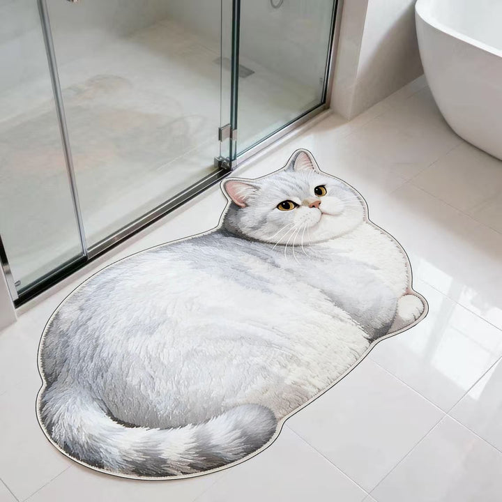 Cute Cat-Shaped Plush Bath Mat Kalsten