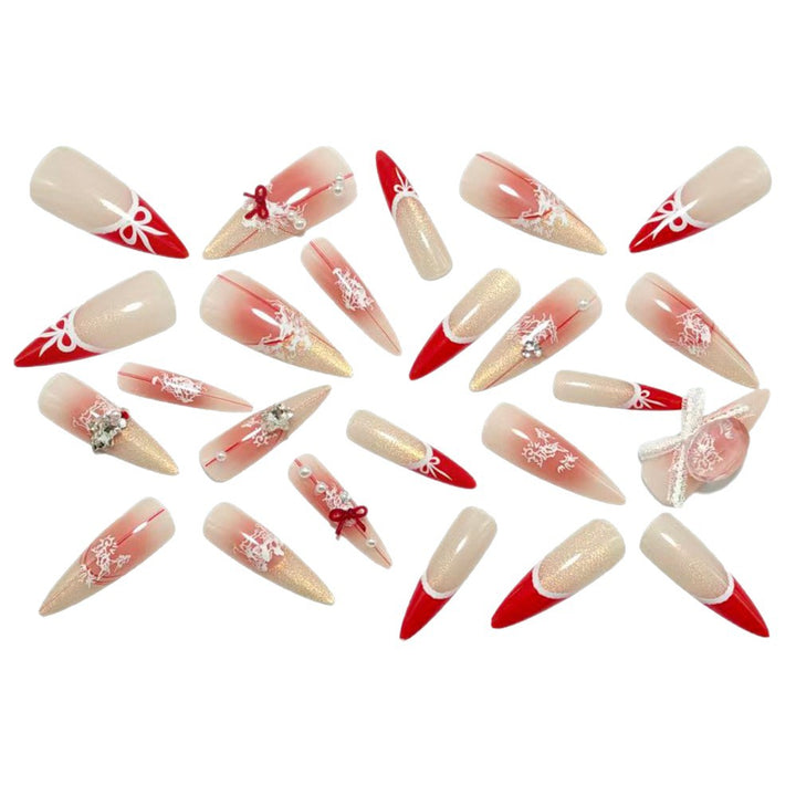 Artificial nails with romantic bow and lace design Kalsten