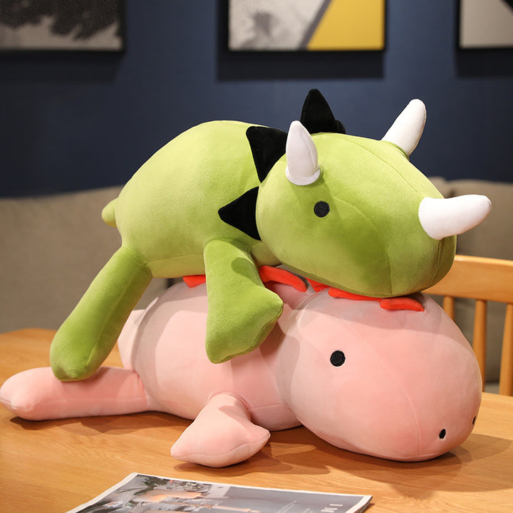 Plush Triceratops Cuddle Pillow With Elongated Lumbar Support And Hypoallergenic Velour Cover