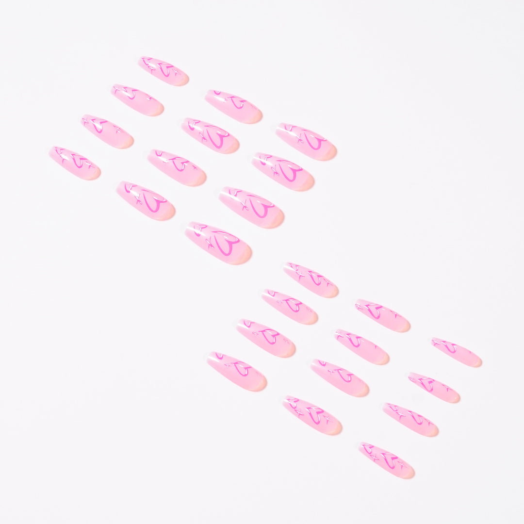 Artistic acrylic nails with heart design Kalsten