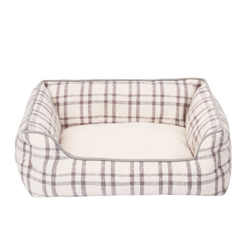 Cozy Plaid Dog Bed