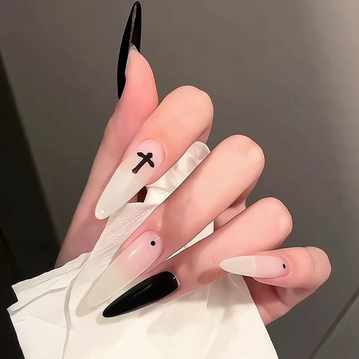 Elegant Press-On Nail Set with Glitter and Gloss Finish Kalsten