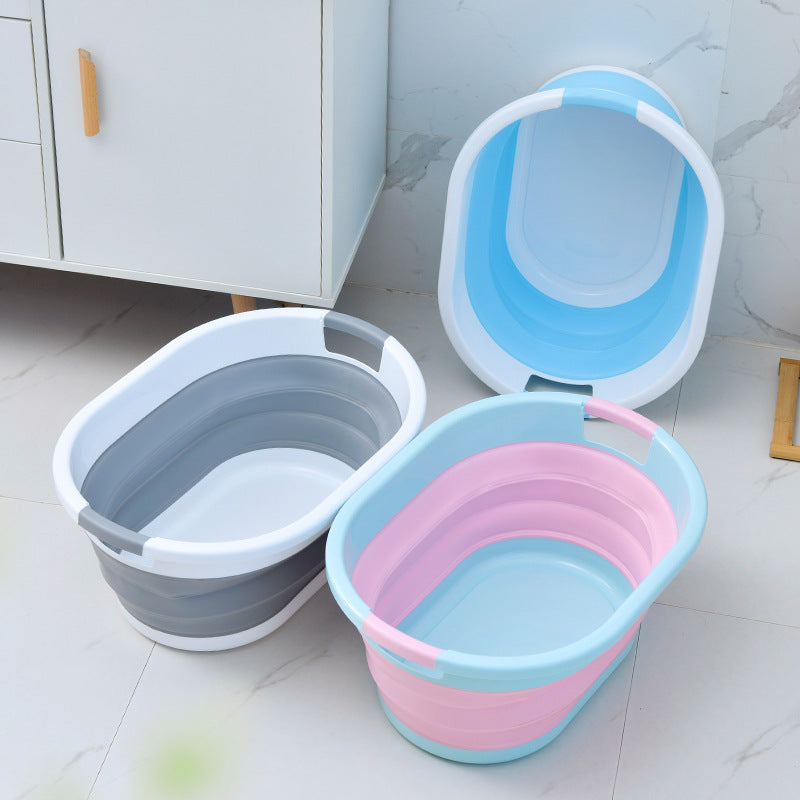 collapsible multi-purpose wash basin made of silicone and plastic