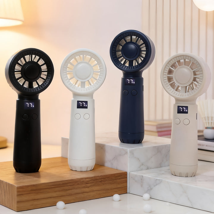 Women’s portable hand fan with digital display and USB charging port Kalsten
