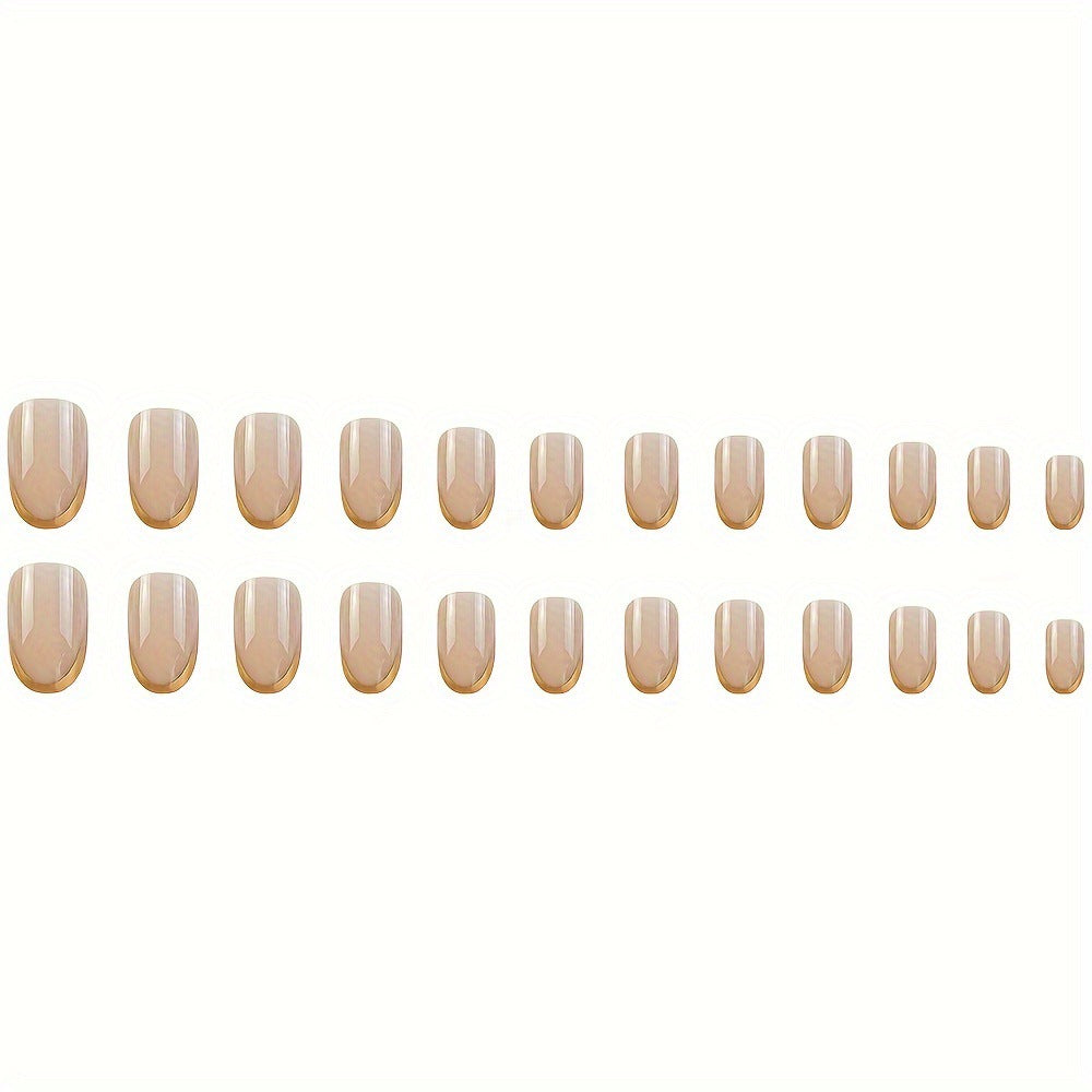 Elegant Glossy French Tip Nail Set Kalsten