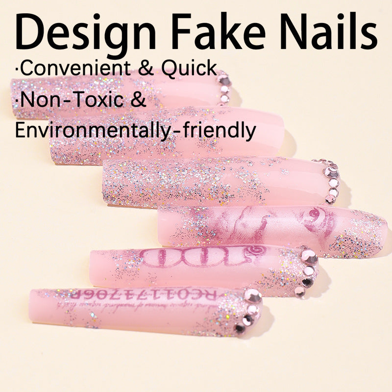 Decorative Glittery Press-On Nail Set