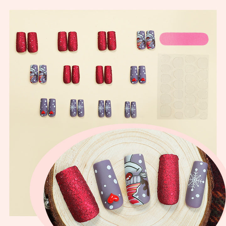 artful nail set with festive glitter and Christmas motifs Kalsten