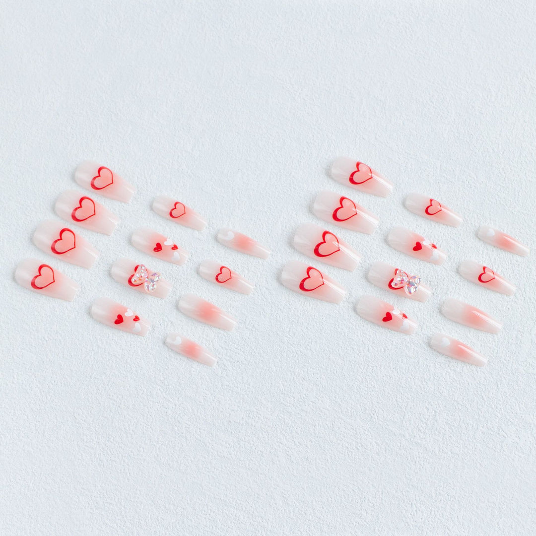 Heart-Embellished Acrylic Nail Art Kit
