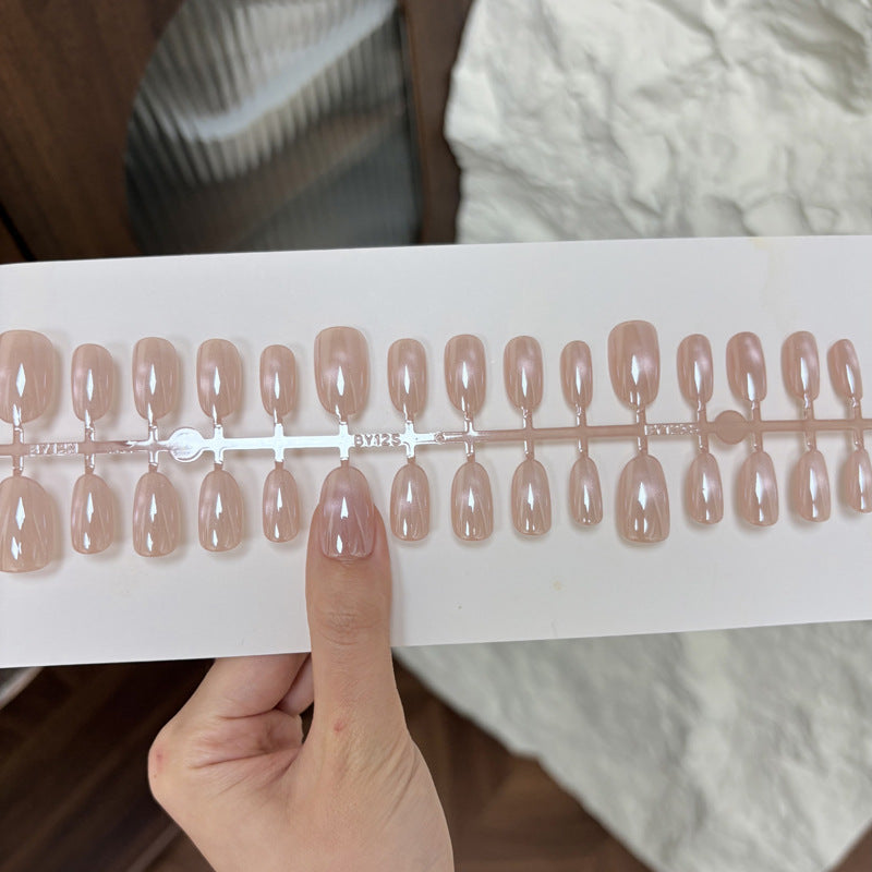 Glossy Nail Art with Subtle Stripes Kalsten