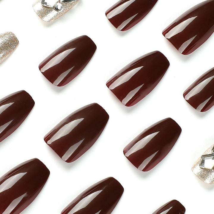 Artfully designed Gel nails with rhinestone decorations Kalsten