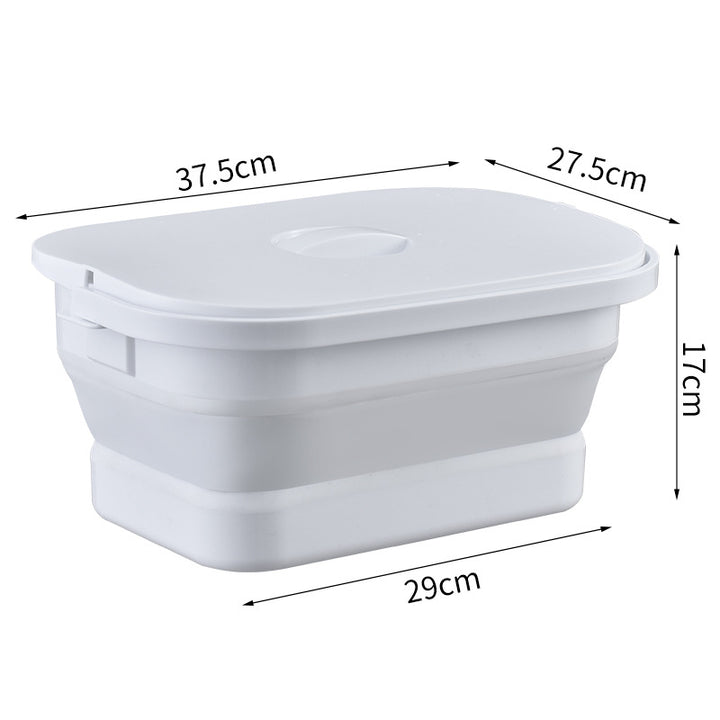 Foldable storage box with lid and space-saving silicone wall