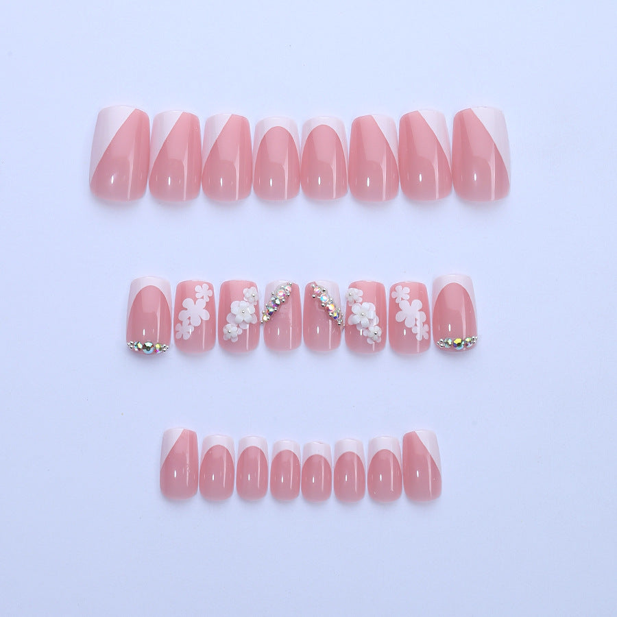 Elegant Floral-Embellished Press-On Nail Art Set Kalsten