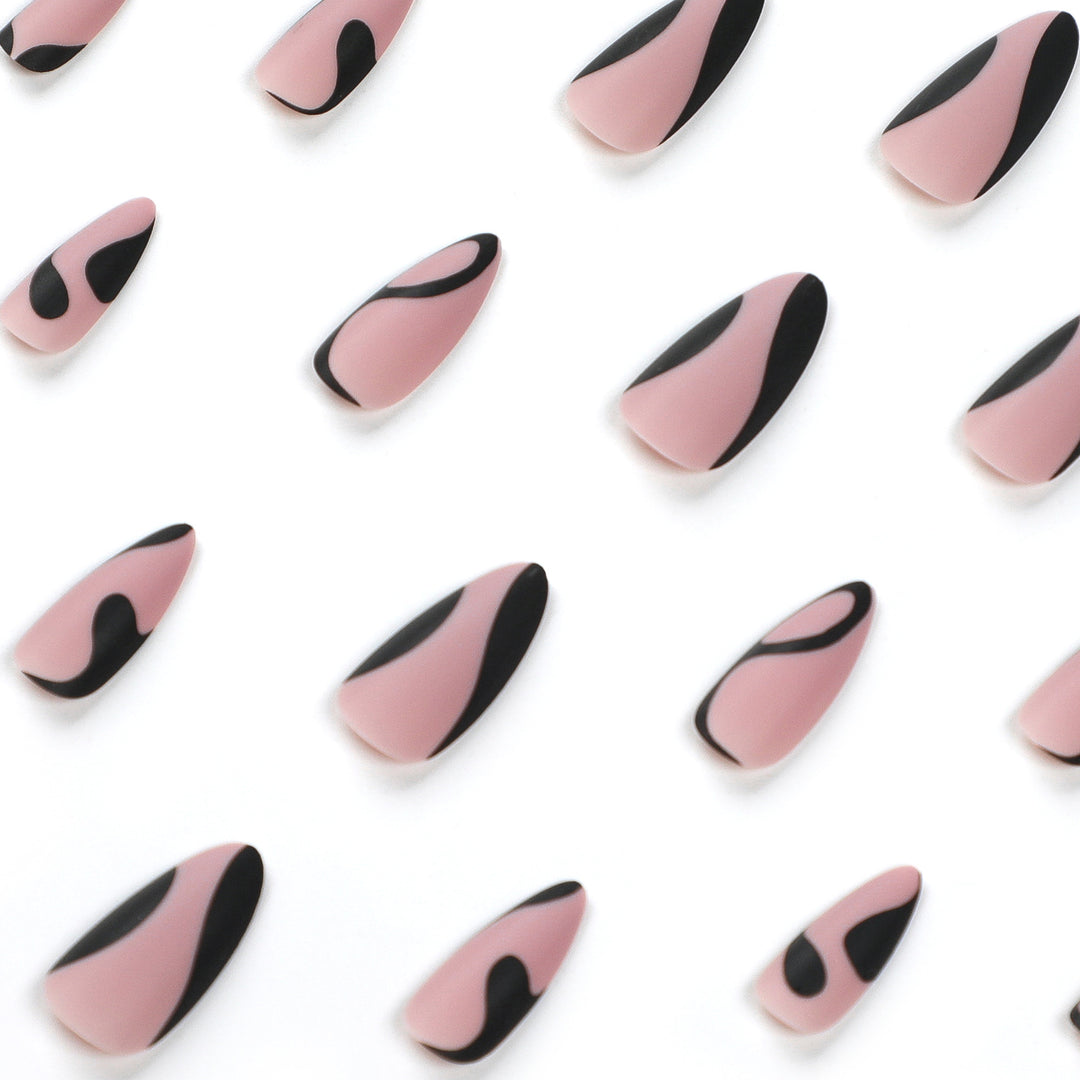 Artful Nail Art with Creative Black-and-White Design Kalsten