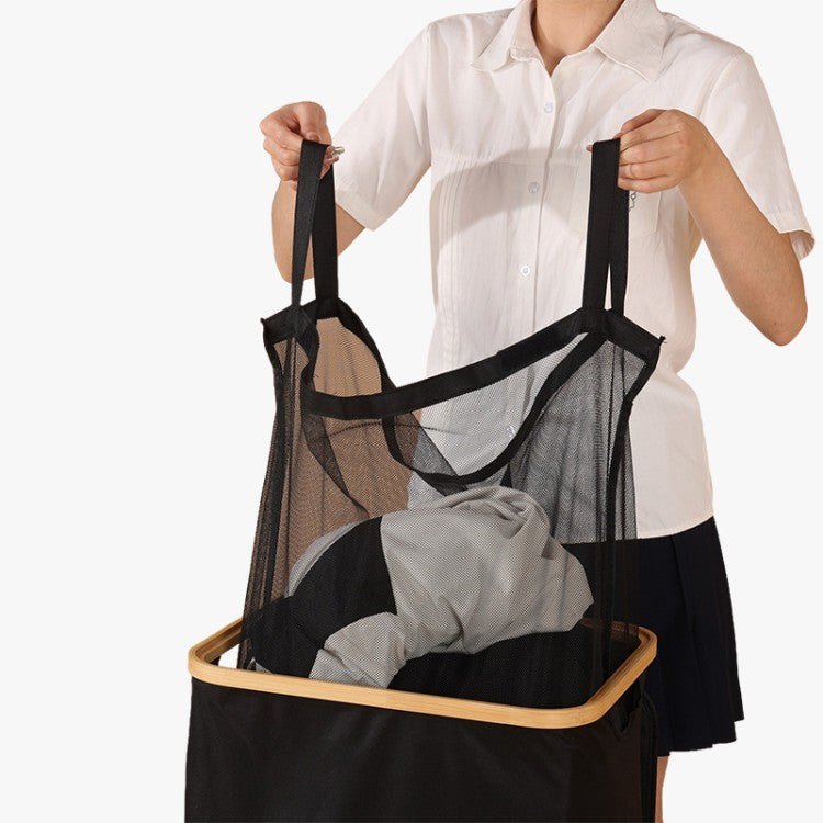 Elegant laundry container with practical lid and carrying system Kalsten