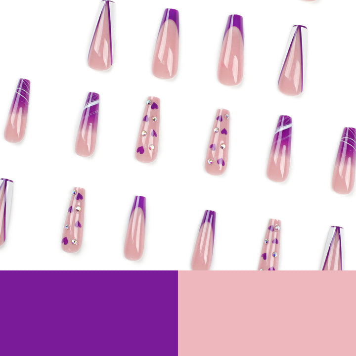 Artistic Gel Nails with Hearts and Gradient Kalsten