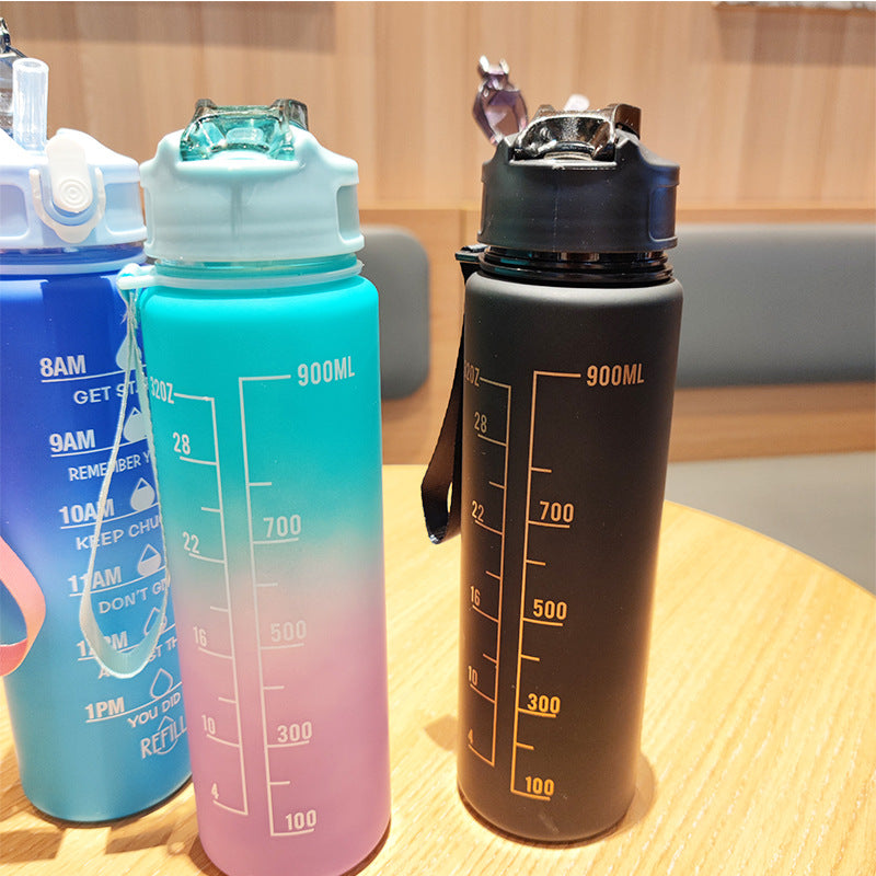 Women Motivating Water Bottle with Integrated Time Markers Kalsten