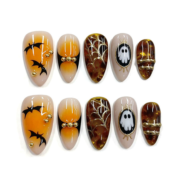 Artificial nails with Halloween motifs and glitter details Kalsten