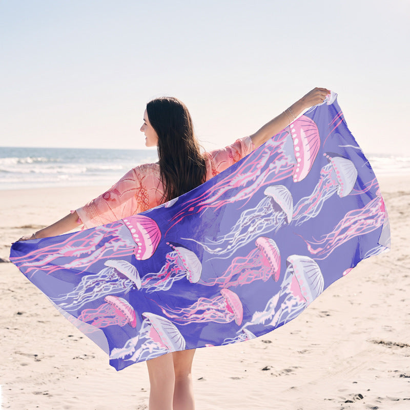 Beach towel with elegant jellyfish pattern Kalsten