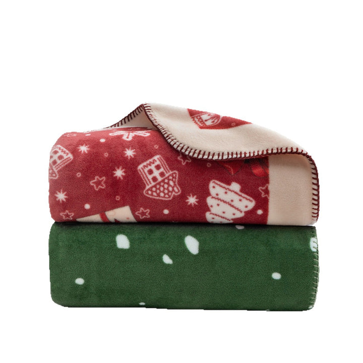 Christmas cuddle blanket with gift and gingerbread pattern