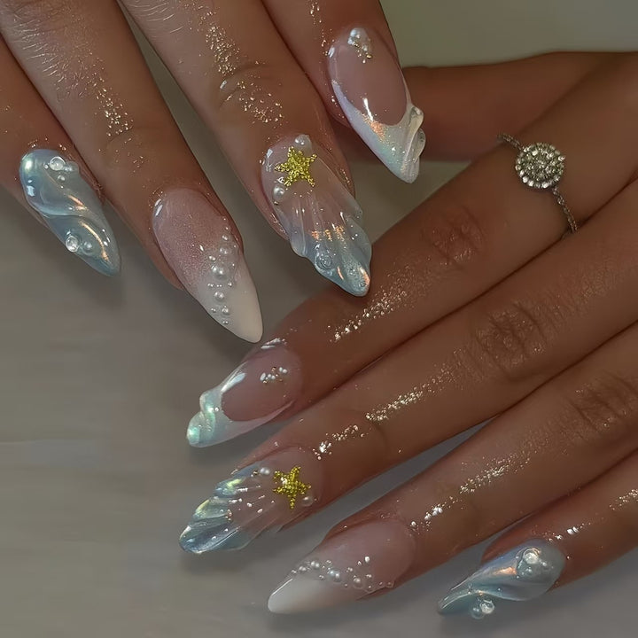 Artistic Ocean-Inspired Acrylic Nail Enhancements Kalsten