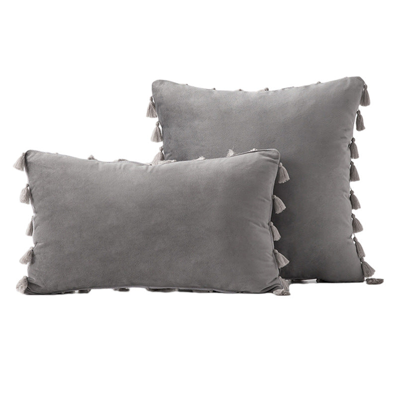 Velvet Tassel-Trim Square and Lumbar Decorative Pillow Set