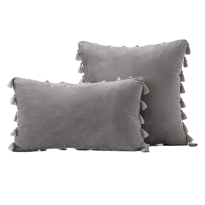 Velvet Tassel-Trim Square and Lumbar Decorative Pillow Set