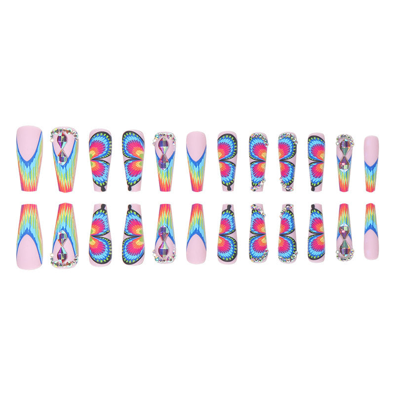 Butterfly-Inspired Artistic Stiletto Nail Art Kalsten