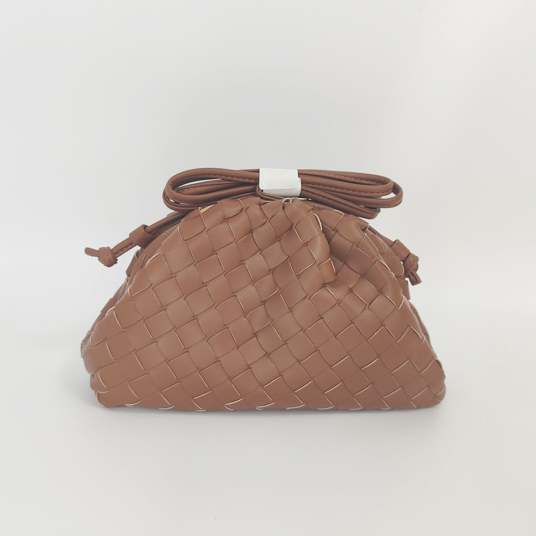 Elegant Woven Leather Bucket Bag Kalsten