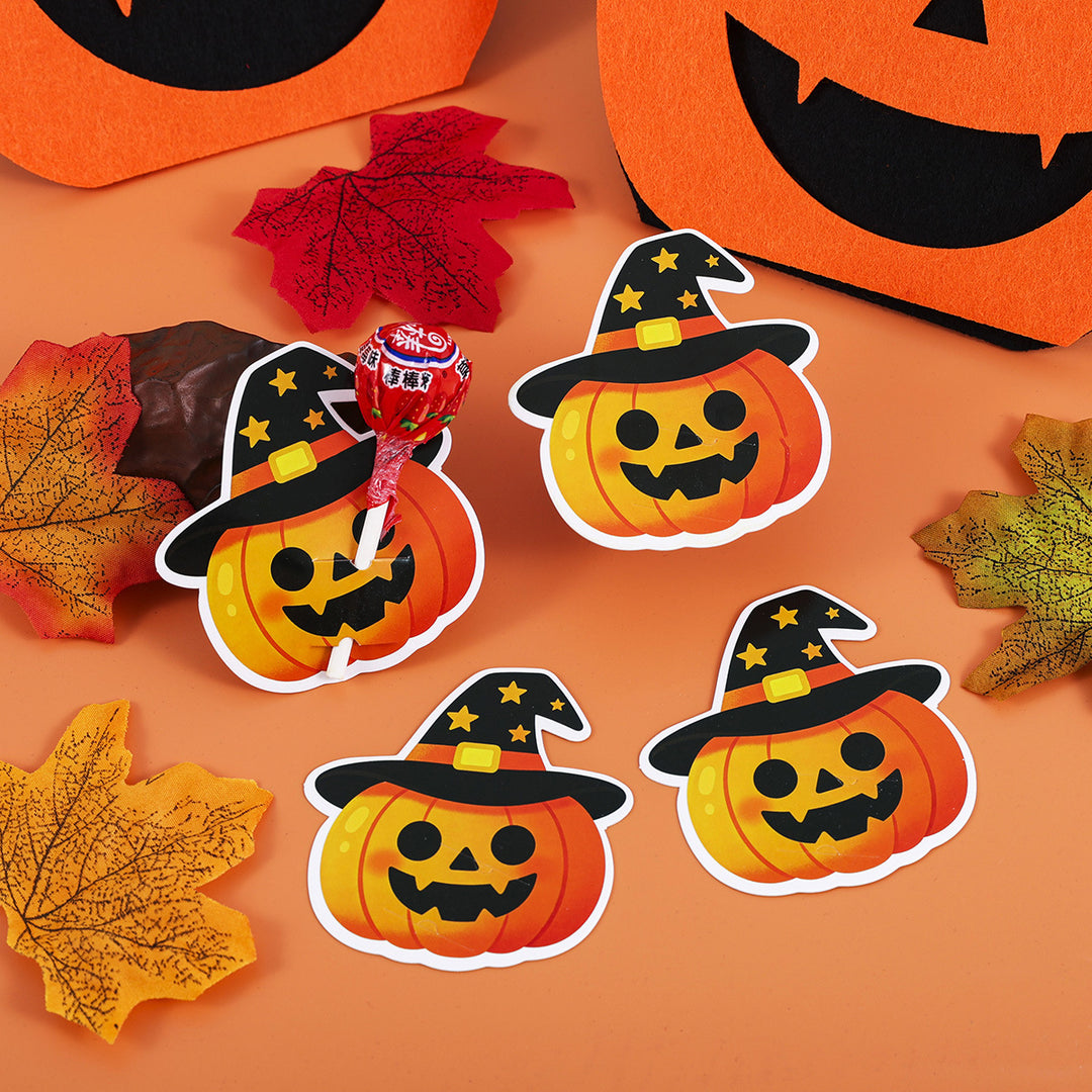 Halloween stickers pumpkin with witch hat self-adhesive