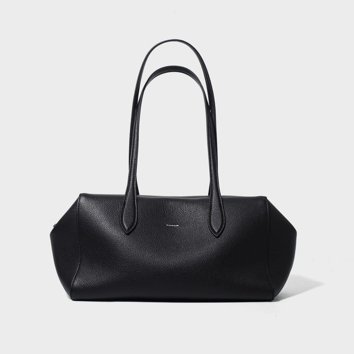 Sculpted Pebbled Grain Hourglass Tote with Extended Double Handles