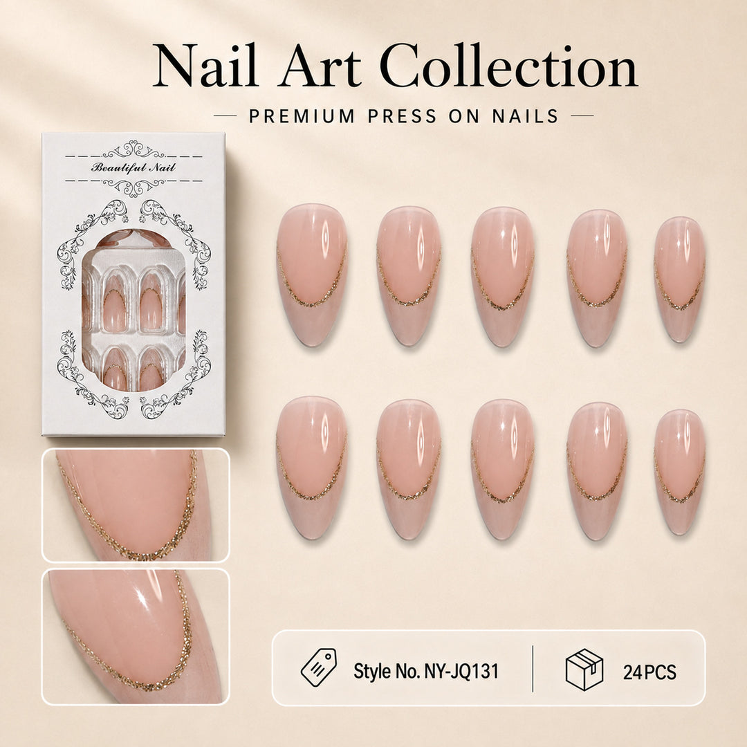 Elegant Artificial Nails with Gold Accents Kalsten