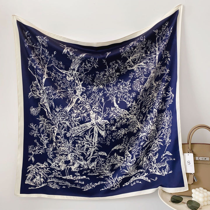 Women's silk scarf in elegant botanical design Kalsten