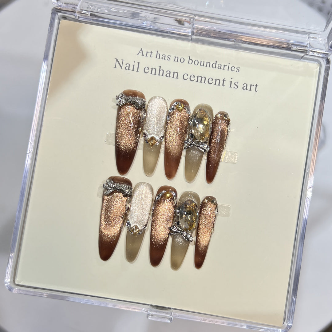 Artistic Stiletto Press-On Nail Set with Gemstone Accents Kalsten