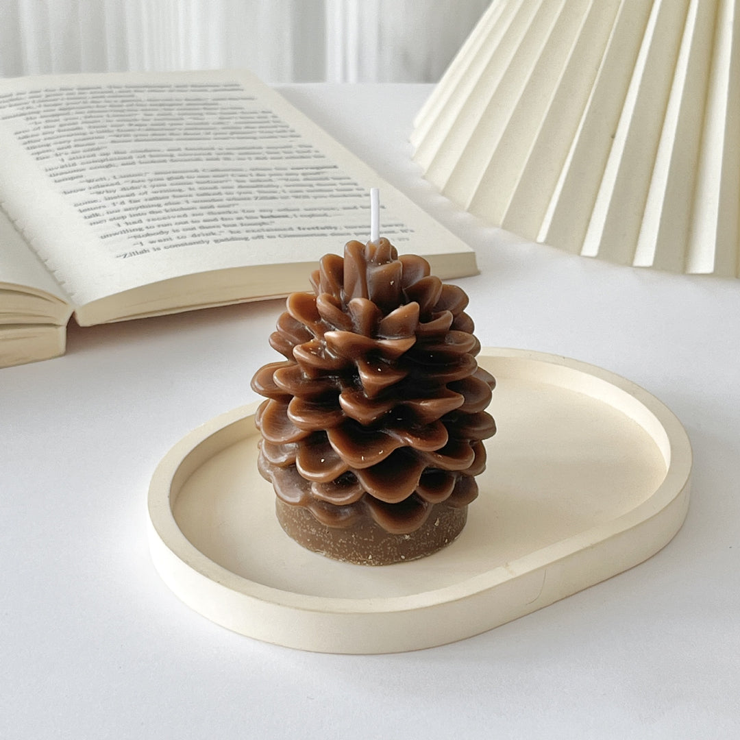 Handcrafted Botanical Pinecone Sculptural Candle with Cotton Wick