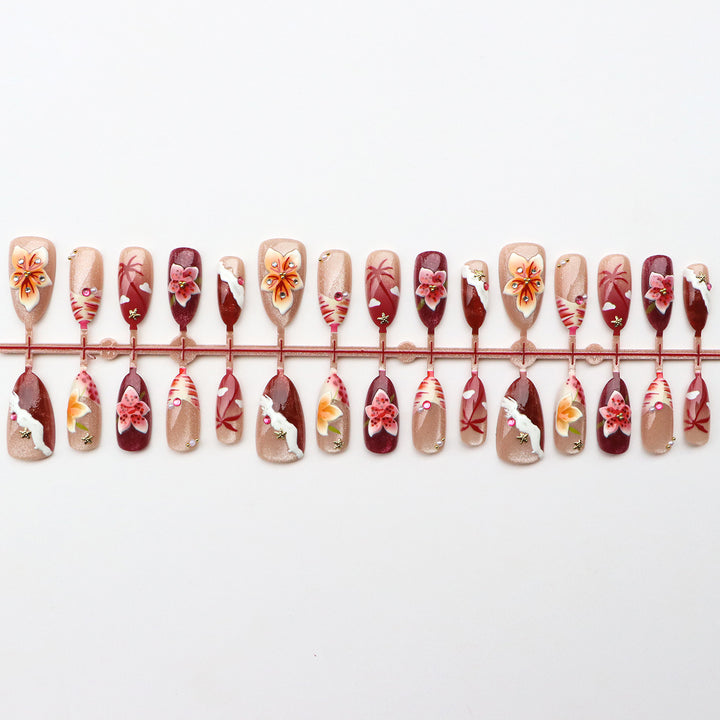 Floral-Inspired Creative Press-On Nail Art Set