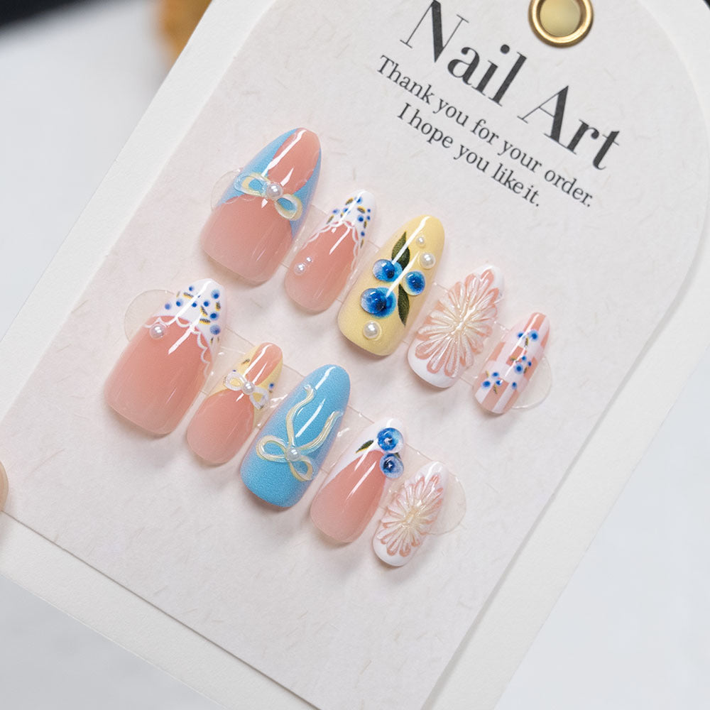 Floral-Designed Press-On Nail Art