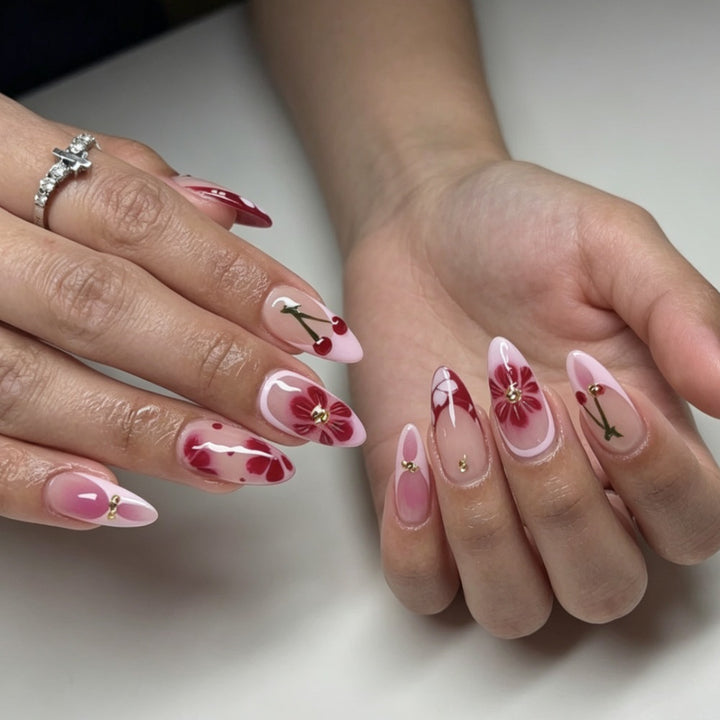 Artistic Floral Gel Nail Art