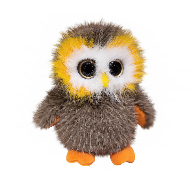 Plush Round Owl Collectible with Ultra-Soft Faux Fur & Large Glassy Eyes Kalsten